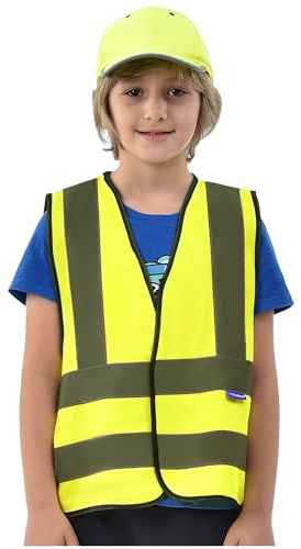 AYKRM Warnweste Kinder Sicherheitsweste für Kinder Warnweste Reflektierendes WarnschutzWeste 10-14 Jahre