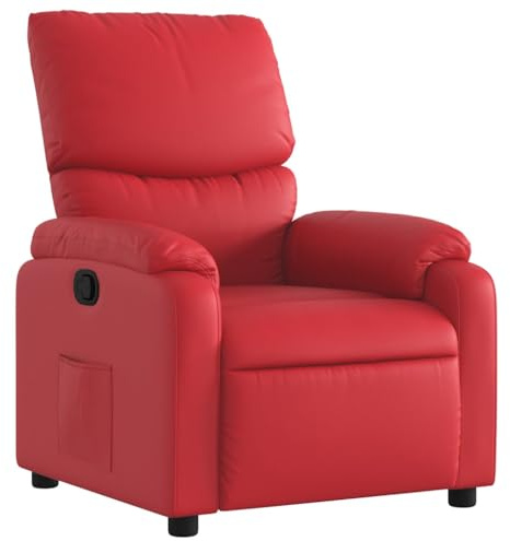 vidaXL Sillón Reclinable, Silla con Respaldo Reposabrazos, Sillón de Televisión Relax Descanso, Asiento para Salón, Cuero Sintético Rojo