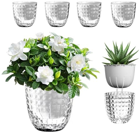 Etvski Self Watering Pots for Indoor Plants, Flower Pots, Self Watering Plant Pot-6pcs 4inch Clear