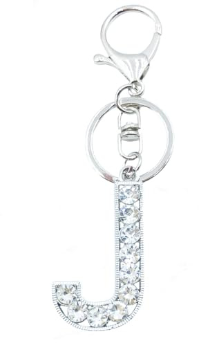 Xsclpomddy Alphabet Buchstaben Schlüsselanhänger Niedlich Schlüsselanhänger Glitzersteine Silber. Keychain für Tasche Charme