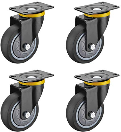 Generisch TPR-Gummi-Trolley-Möbelrolle, mit Doppelverriegelung, robust, Stummlager 6202, mit 360°-Oberplatte, für Büro, Mobile Möbel (5 Zoll, Bremse) (Farbe: Universal, Größe: 4 Zoll)