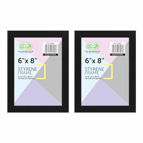 (Set of 2) - 6 X 8 Inches Black Photo Frame with Styrene Front Window Rectangular Black Border Picture Frames to Hang on the Wall or Place on the Table to Decorate the Home School Office 15cm X 20cm