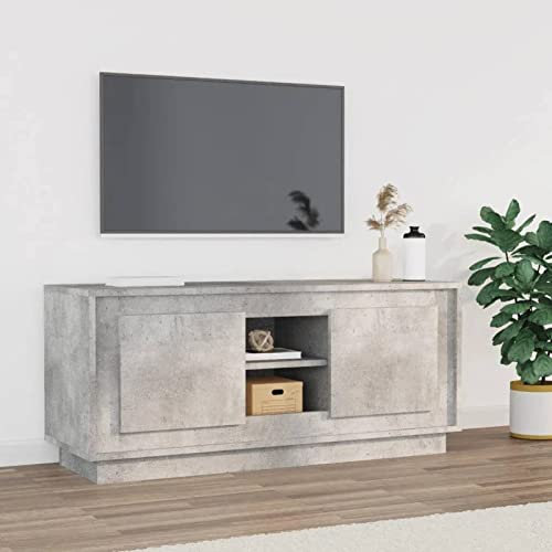 ShCuShan TV-Schrank Betongrau 102x35x45 cm Holzwerkstoff Fernsehschrank Ecke DVD Schrank