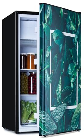 Klarstein CoolArt - Combinazione di Congelatore e Frigorifero, Frigo con 2 Livelli, Design Frontale, Termostato con 5 Livelli, 0-10 °C, Volume: 79 Litri, Motivo: Foresta
