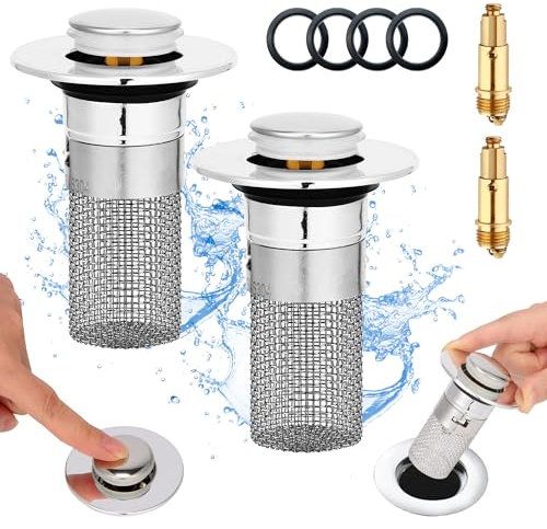 2 Stücke Waschbeckenstöpsel, Abflusssieb Abflussstopfen für 34-40mm Abfluss Ablauf,Abflussstopfen mit Sieb,Pop Up Ablaufventil,Stöpsel Waschbecken Ablaufventil Waschbecken für Aufsatzwaschbecken