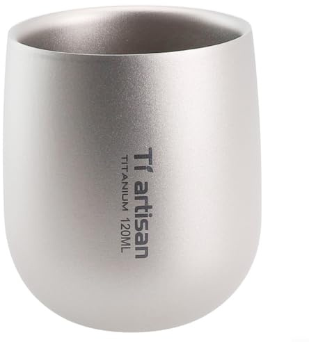HEBEOT Voyage tasse en mini titan à double paroi pour café et eau chaude