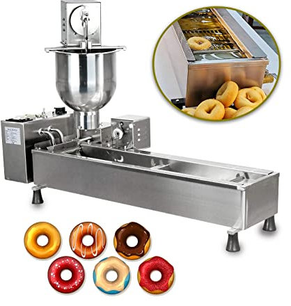 Automatic Donut Making Machine with 7L Hopper, Single Row Auto Doughnut Maker, 3 Sizes Molds, 304 Stainless Steel Fryer - Commercial Donut Machine