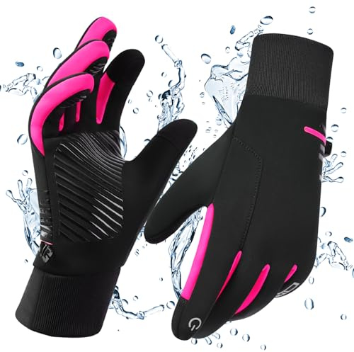 kyncilor Guanti Invernali Impermeabili Uomo,Guanti Moto Invernali Donna, Fodera Soffice, Touch Screen, Silicone Antiscivolo, Guanti Termici per Sci, Bici, Corsa