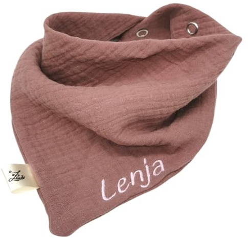 Generisch Zwucki Bio Musselin Dreieckstuch Halstuch Lätzchen mit Name personalisiert Geschenk Geburt Taufe Baby Weihnachten Mädchen Junge Baumwolle Mulltuch (Himbeere)