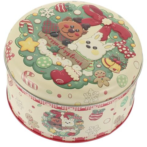 PAMINGONO Christmas Candy Jar Tinplate Box for Sweets Biscuit Storage Decorative Tin Container for Christmas Parties