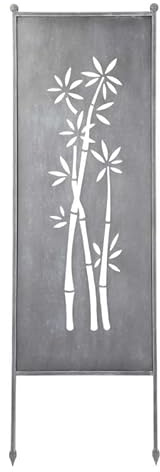 finehomegarden Stele Metall grau Sichtschutz Bambus Windschutz Dekowand B64cm H205cm