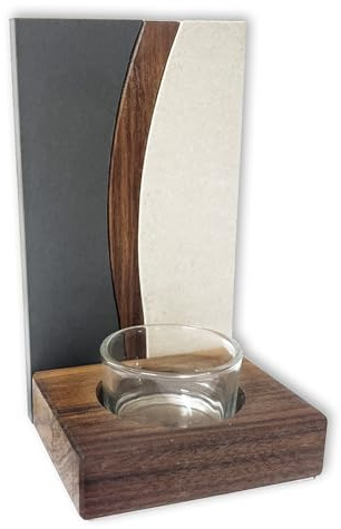Fritz Cox Weihkessel Weg des Lebens aus Feinstein mit Holz, 15cm