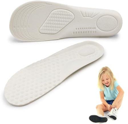 Solette Ortopediche per Bambini Tagliabili (31-36) con Supporto Arco Plantare e Rialzo Tallone – Sottopiede Traspirante in Foam di Lattice per Piedi Piatti e Assorbimento Urti