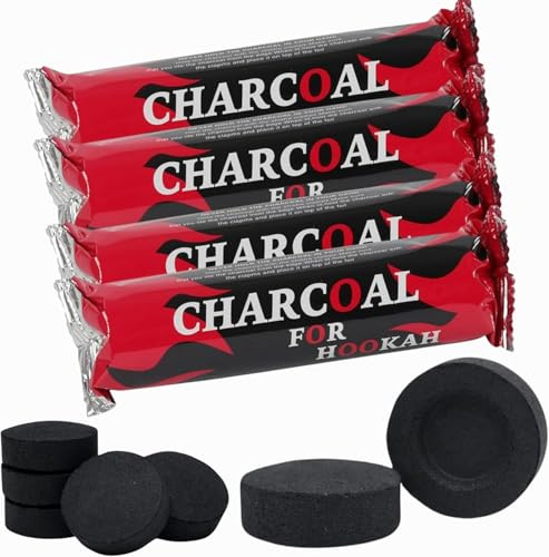 Quick Light Hookah Charcoal Discs - Fast-Igniting Round Coal Tablets for Shisha, Incense & Resin Burners - Long-Lasting, Odorless & Tasteless (3 Rolls, 30 Pieces Total)