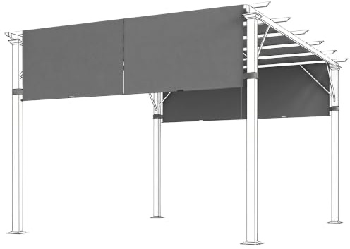 Outsunny Toiles de Rechange Pergola Rétractable 4,9x1,2m Gris Foncé | Lot de 2, pour pergola de 3 x 3 m, tissu polyester, protection UV