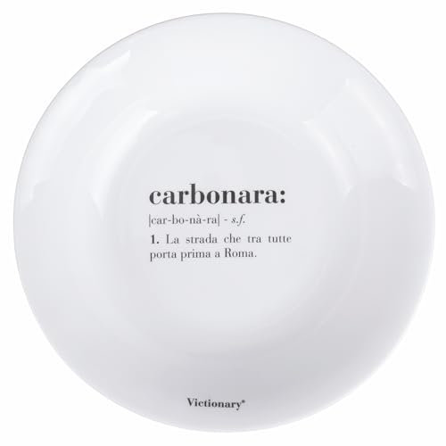 Set 6 Piatto fondo tondo 22 cm in vetro opalino, Victionary Carbonara