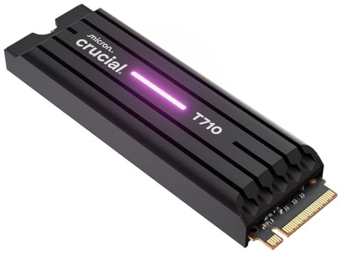 Crucial T710 2TB SSD NVMe M.2 PCIe 5.0 x4 Gen5 with Heatsink, Read/Write Speeds up to 14,500/13,800 MB/s, Desktop PC and PS5 Compatible, TLC NAND, Solid State Drive - CT2000T710SSD5-01