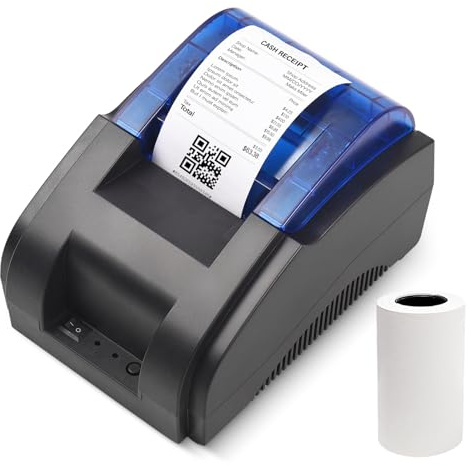 Bisofice 58mm Bondrucker USB Desktop Thermodrucker Belegdrucker mit 1 Rollen Papier, Kompatibel mit Windows/Linux/Android,Unterstützung ESC/POS-Befehl