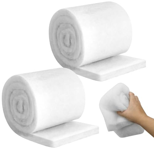WJMY 2 Pezzi di Cotone Filtrante per Acquario, Spessore Aumentato, Schiuma Filtrante ad Alta Densità 1m x 12cm, Filtro per Acquari e Laghetti, Vlies Filtrante (100 cm x 12 cm x 3 cm)