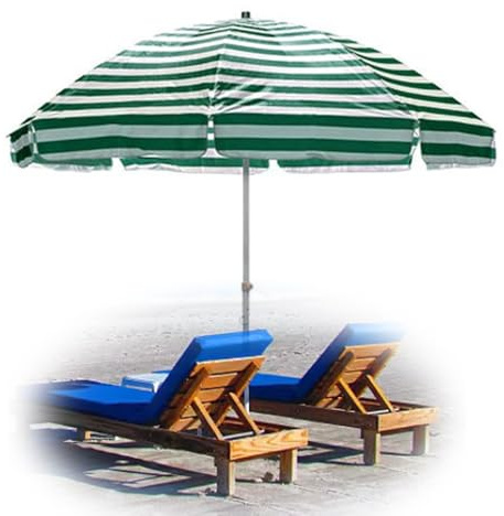 Parasol de plage rond portable de 2,5 m pour jardin, terrasse, pique-nique, protection UV, auvent d'extérieur résistant au vent, bleu et vert (2,4 m)