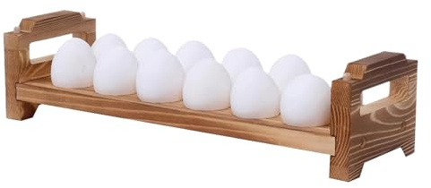 Sghtil Huevera de madera | Organizador apilable para huevos | Pantalla de banco estilo rústico ahorro de espacio ideal para cocina y mesa
