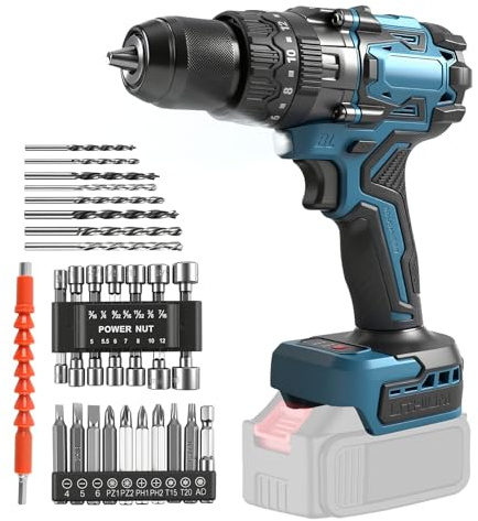 140 Nm borrskruvdragare set kompatibel med Makita 18 V batteri (inget batteri),