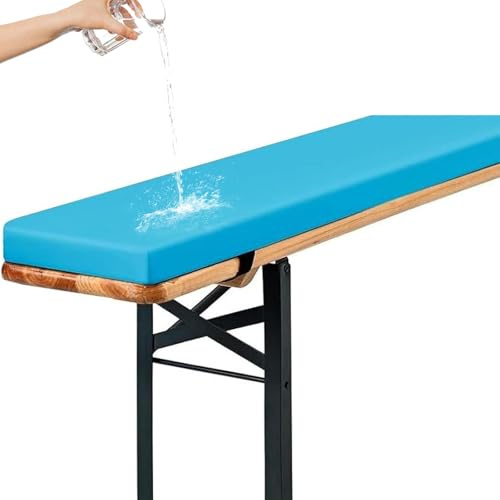 Genérico Cojines Acolchados para Banco de Cerveza, Cojín Antideslizante Impermeable 220x25, 180x23, 200x30 con Hebilla para Muebles de Exterior, Resistentes A La Intemperie,Sky Blue,220x23x3cm