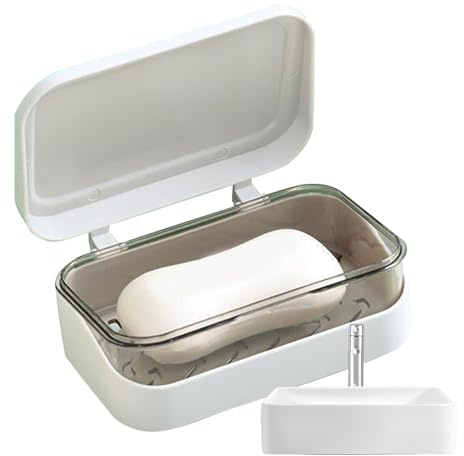 Portable Soap Box,Soap Dish with Drainage Tray - Space Saving Double Layer Container for Shower Travel Camping Bathroom Dishwashing Bathtub