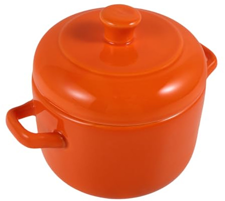 CIYODO Olla para Guiso con Tapa Naranja Olla de Cocina Multifuncional para Sopas Guisos Huevos al Vapor y Porridge Cocina al Baño María para Retener Nutrientes
