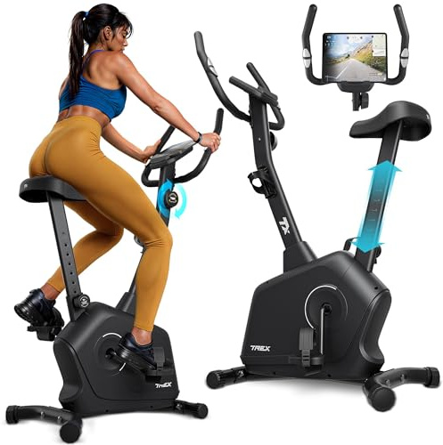 TREX SPORT Heimtrainer Fahrrad Magnetisch RIGON leise bis 120kg 8 Stufen | TX-380MB Fitnessbike, leise, LCD Display, Pulsmesser, Hometrainer, Schwarz / Marineblau