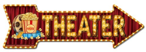 SUPERDANT Teatro cartel de estaño palomitas de maíz y cine direcciones retro metal cartel vintage país arte cine decoración vintage pared pared para comedor bar placa de metal póster exterior