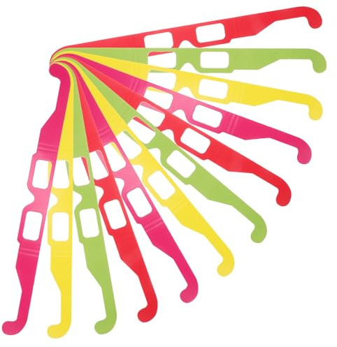 CALLARON Occhiali 3D a Forma di Cuore Pieghevoli 20 Pezzi Prismi da Rave per Feste Natalizie e Concerti Colori Rosso, Giallo, Verde e Magenta in Cartone Resistente