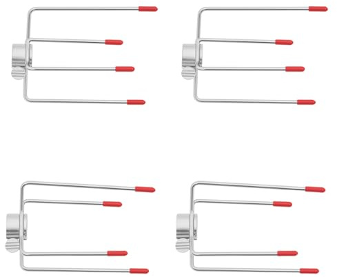 Dofanqing 4 Fleischnadeln Edelstahl BBQ – Fleischklammer für Drehspieß, Grillspieß-Gabeln Set aus Edelstahl 304, Robustes Zubehör für Elektrogrill, Hähnchen, Truthahn & Braten