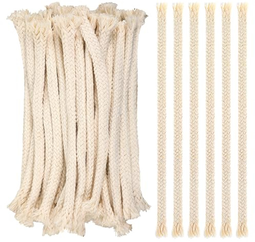 Elegaperma 40 Stück Baumwolldochte, Docht für Öllampen, 8mm Durchmesser X 15cm Länge, Oil Lamp Wick, Ersatzdocht für DIY Kerzenherstellung (Beige)