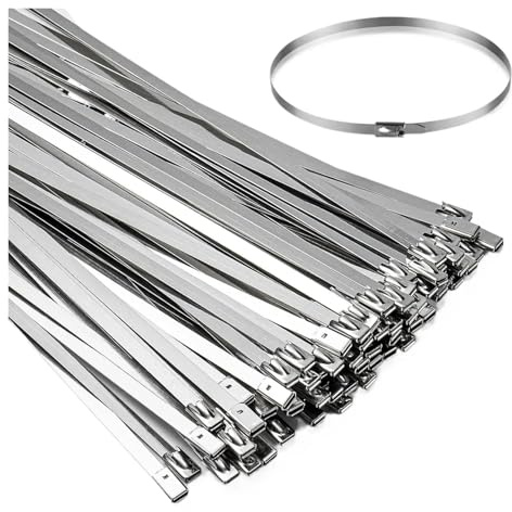 Bridas for cables de acero inoxidable, multiusos, resistentes, con cierre automático, brida metálica con cremallera, correa de anillo de sujeción de 4,6mm de ancho(4.6x200mm,80PCS)