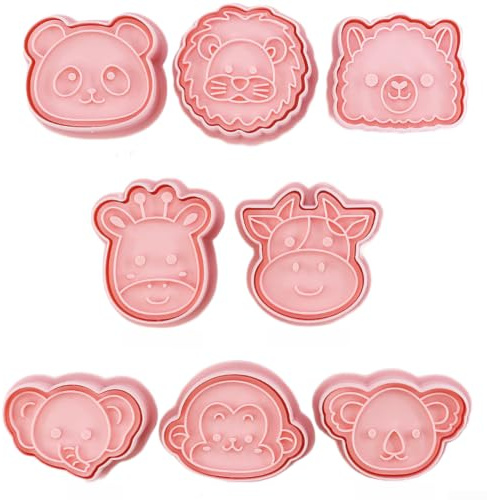 8 moldes de galletas de animales con diseño de jirafa, león, panda y elefante, para hornear galletas, pasteles y pasteles decorativos