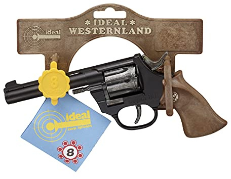 Bauer Spielwaren 1030881 Schrödel J.G. Super 88: Leksakspistol för cowboy och sheriffdräkt, perfekt för karneval, även som indiantillbehör, 20 cm, svart/brun (103 0881)