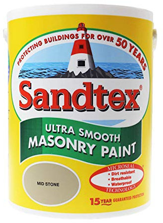 Sandtex Ultra Smooth Masonry Paint 5 Litre Stock Colours - Mid Stone
