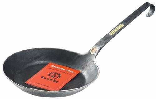 turk Bratpfanne 36 cm mit flachem Hakenstiel HANDGESCHMIEDET Serie 655 (H.Nr. 65536)