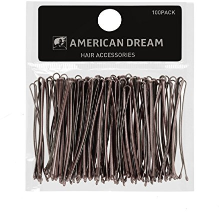 AMERICAN DREAM Pack med 100 x hårnålar – brun – slät – 5 cm längd, 1-pack (1 x 68 g)