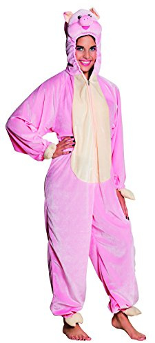 Boland - Kostüm Schwein für Erwachsene aus Plüsch, Overall mit Kapuze, Faschingskostüme, Verkleidung für Karneval, JGA