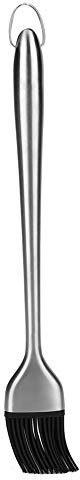 Spazzola per Olio per Barbecue Resistente Calore Testina in Silicone Pennelli per Pasticceria Strumento per Arrostire con Maniglia in Acciaio Inossidabile per BBQ Cottura Forno Cucinando(30cm)