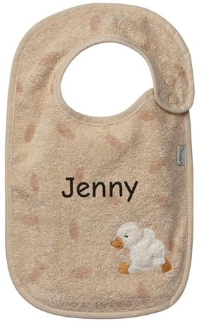 LALALO Sterntaler Lätzchen Ente Edda mit Namen bestickt, Baby Frottee Lätzchen/Halstuch/Junge Mädchen Spucktuch, Babylätzchen personalisiert, 100% Baumwolle