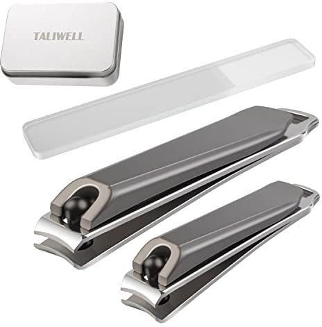 Tagliaunghie grande e piccolo robusto con Lima per Unghie in Vetro cristallo, Set Tagliaunghie per Piedi e Mani, per Uomo e Donna, Scatola di metallo