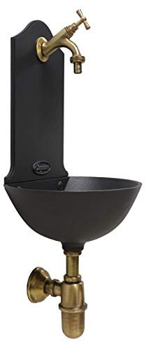 Fonderia Bongiovanni | Fontanelle de jardin | Fontaine murale | Modèle Malaga | avec robinet et siphon laiton bruni | pour maison jardin | fontanelle d'extérieur| fontaine de jardin extérieur