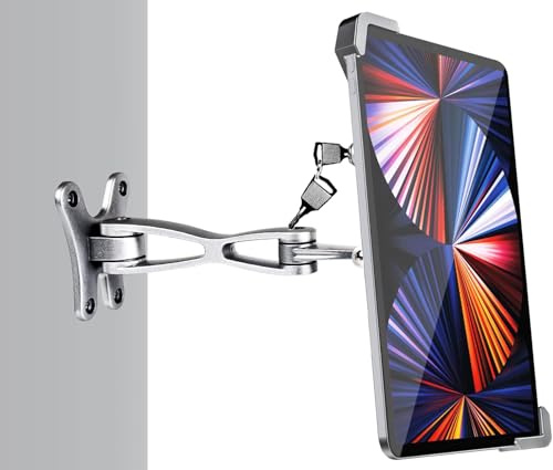 Anti-Diebstahl Tablet Wandhalterung, Abschließbar Wand Tablet Halterung | Kiosk Store Tablet Halter mit Aluminium Gelenkarm für iPad Pro Air Mini, Samsung Galaxy Tabs, Surface, weitere 7-11 Tablets