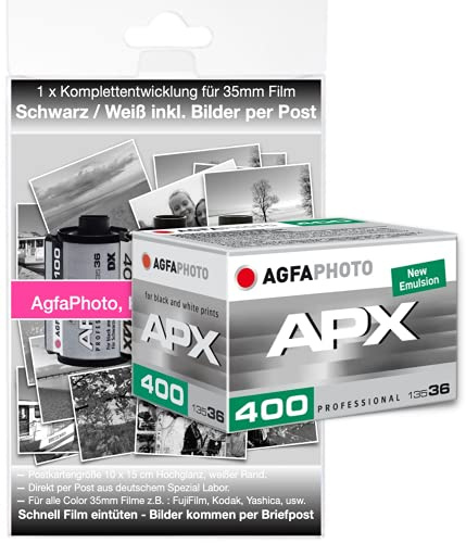 Agfaphoto APX 400 or Fomapan 400 - Macchina fotografica usa e getta - Bianco/Nero, con borsa di sviluppo per un massimo di 36 immagini a colori/spedizione in tutto il mondo + WE TRANSFER