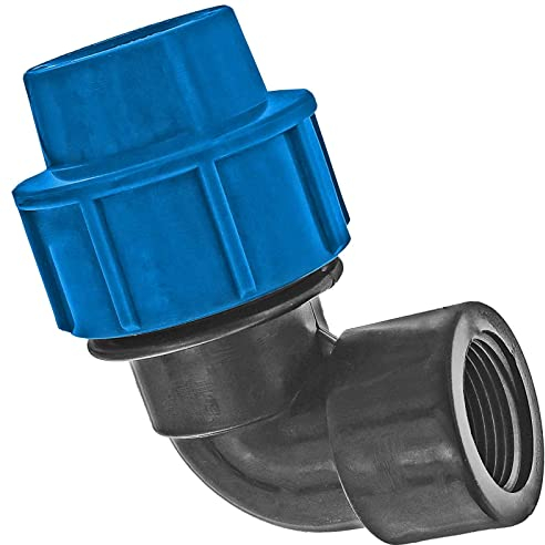 MegaHaustechnik Klemm Ring Verbinder Fitting aus Kunststoff PP Winkel Übergang mit 1 Zoll Innengewinde, Muffen Anschluß zum Verschrauben für PE Rohr Außendurchmesser 32mm i-IG PN16 Trinkwasser