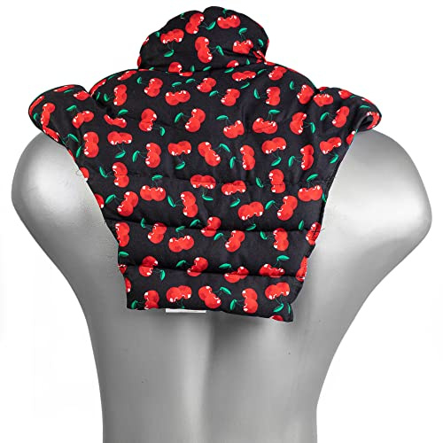 Nackenhörnchen HWS - Nacken + Schultern + Rücken - cherry-black - Leinsamenkissen - Nackenkissen Wärmekissen - Nacken Kissen, cherry-black, Leinsamen
