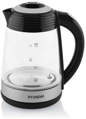 HYUNDAI VK 780 Glas Wasserkocher mit 7 Temperatureinstellungen I 40-100°C I LED Beleuchtung I Warmhaltefunktion I 1.7 Liter I 2200 Watt